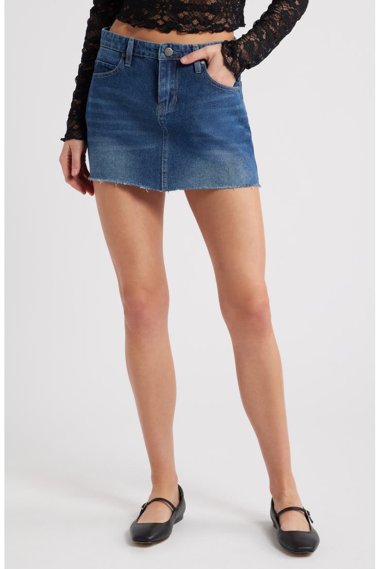 Ocean Micro Mini Denim Skirt, Main, color, MED INDIGO