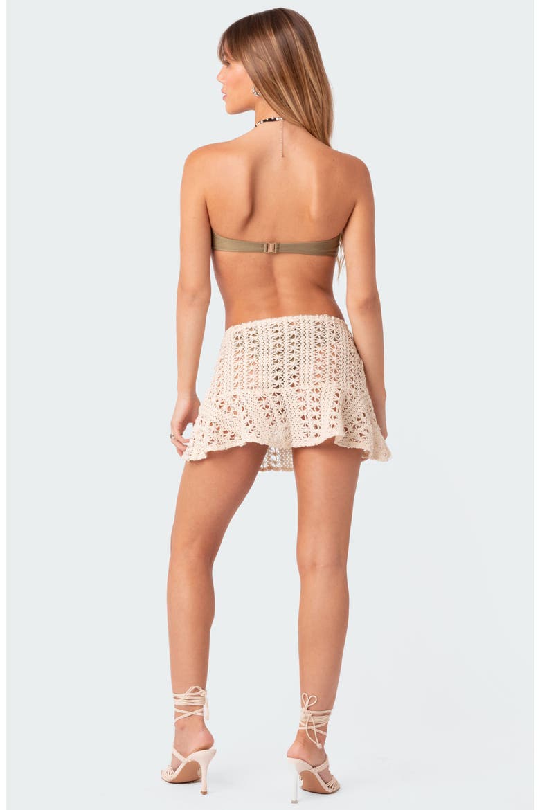 Violet Crochet Cover-Up Miniskirt, Alternate, color, BEIGE