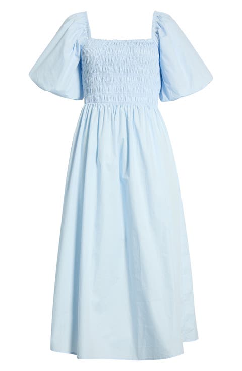 Sonia Bubble Sleeve Smocked Midi Dress