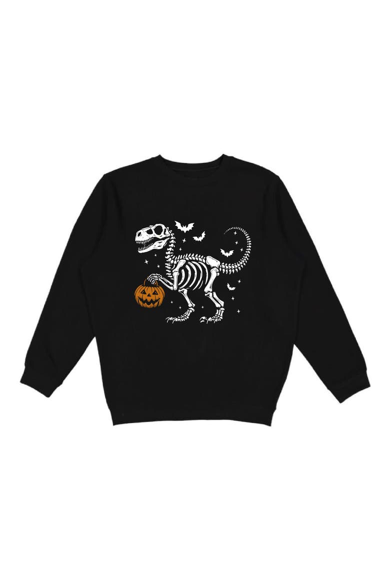 Dinosaur Skeleton Halloween Sweatshirt, Main, color, Black