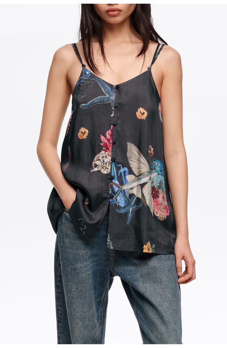 Bimba y Lola Seabed Flowing Strappy Top, Main, color, Seabed Anthracite