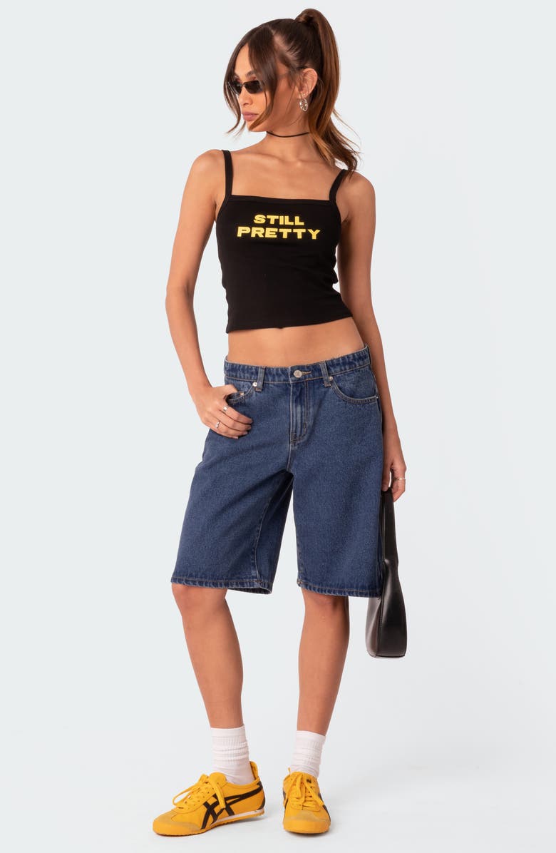 EDIKTED Oversize Low Rise Denim Bermuda Shorts, Alternate, color, Blue