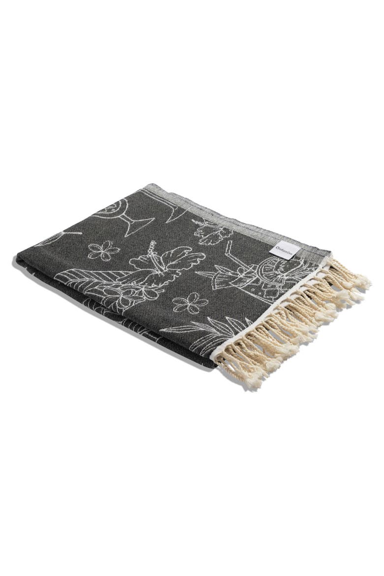 Tropical Drink Organic Turkish Towel, Alternate, color, Black