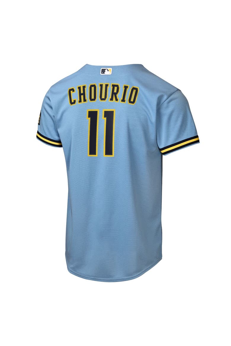 Youth Nike Jackson Chourio Powder Blue Milwaukee Brewers Road Stadium Jersey, Alternate, color, Powder Blue