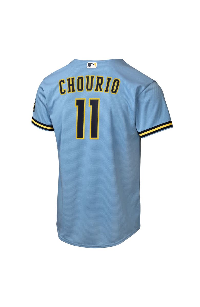 Nike Youth Nike Jackson Chourio Powder Blue Milwaukee Brewers Road Stadium Jersey, Alternate, color, Powder Blue