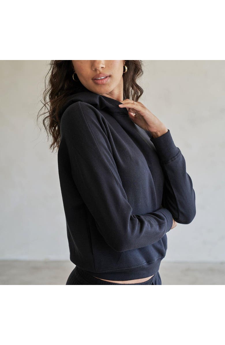 eavolu Baikal Eco-Luxe Fleece Dolman Crop Hoodie | Cloud-Soft Comfort, Alternate, color, Coal Black