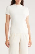 T Tahari Mock Neck Short Sleeve Knit Sweater