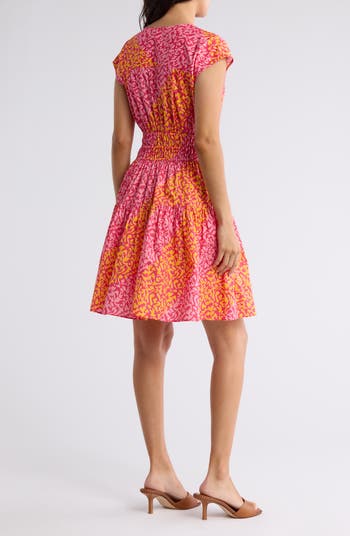 Tora Floral Print Shirred Dress