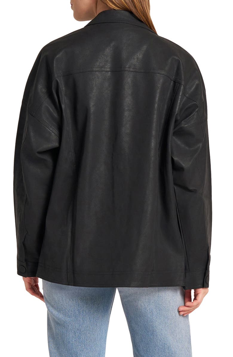 matty m. Dom Coated Denim Trucker Jacket, Alternate, color, Black