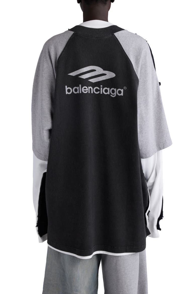 Hybrid Oversize Sweater, Alternate, color, BLACK/ WHITE/ GREY
