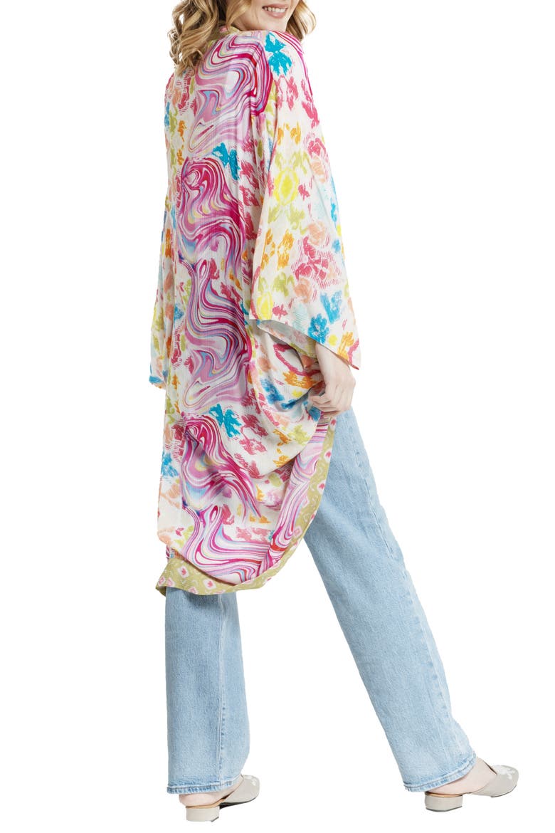 Mix Print Ruana, Alternate, color, PINK MULTI