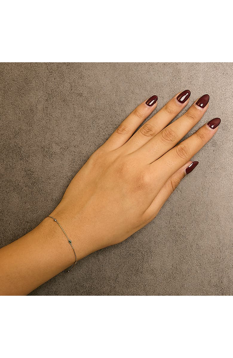 Haus of Brilliance 14K Yellow Gold Alternating Green Emerald and Diamond Bezel Station Chain Bracelet, Alternate, color, Yellow