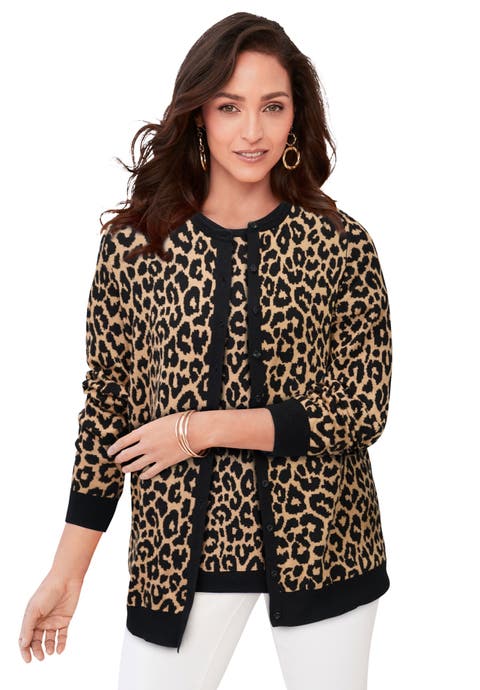 Fine Gauge Button-Front Cardigan (Plus)