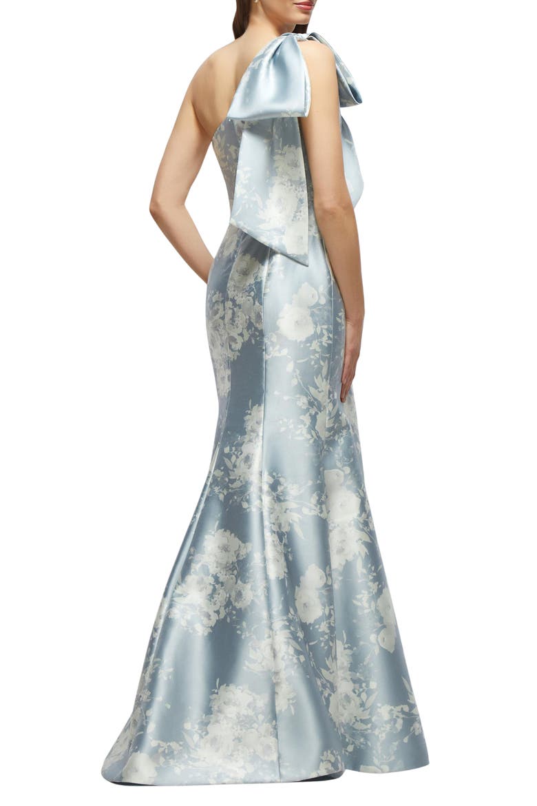 Bow Shoulder Satin Twill Mermaid Gown, Alternate, color, SERAPHINA FLORAL