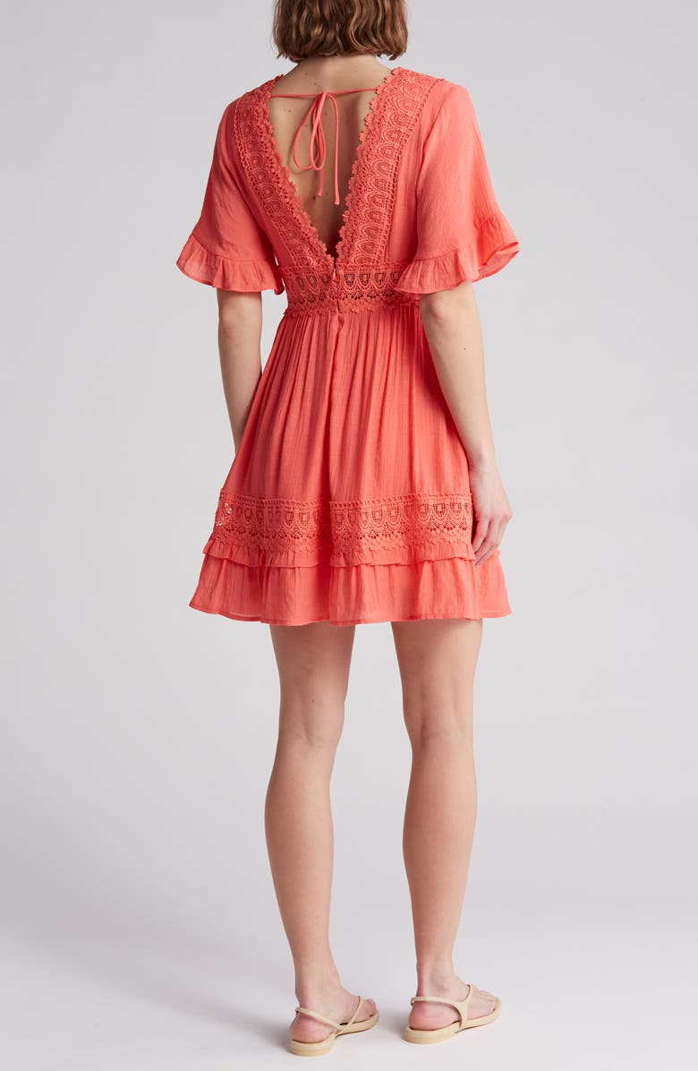 WISHLIST Lace Insert Tie Back Dress, Alternate, color, Coral