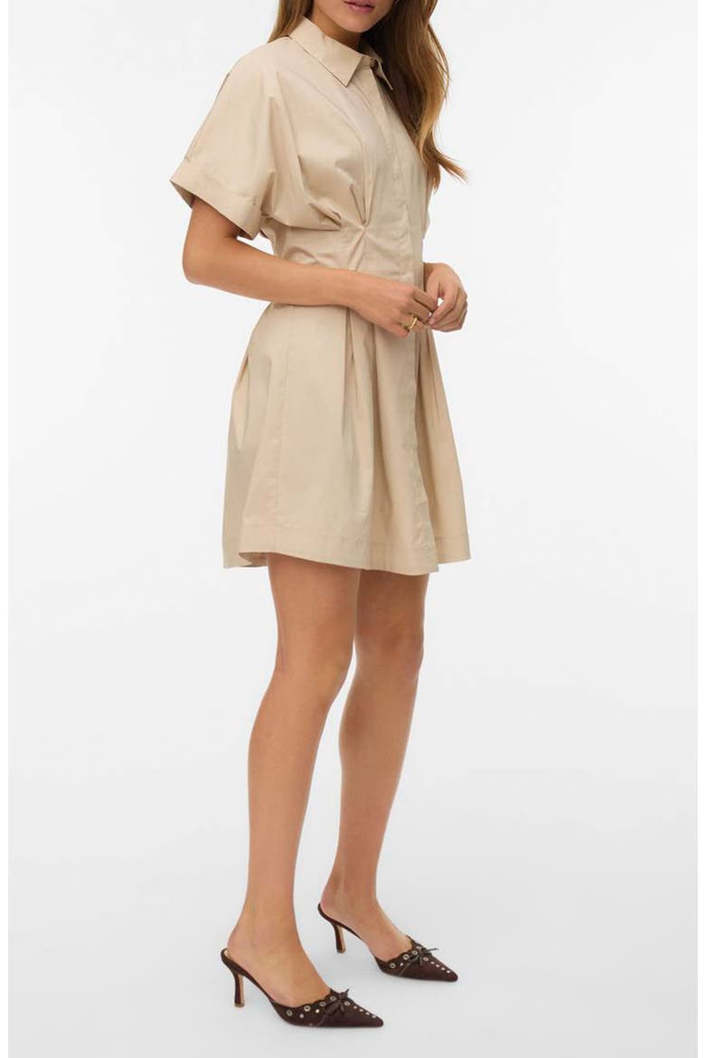 Friba Pleated Mini Shirtdress, Alternate, color, CEMENT