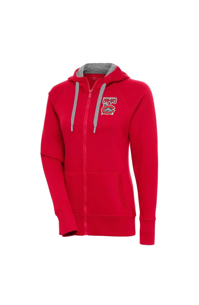 ANTIGUA Women's Antigua Red Carolina Mudcats Victory Full-Zip Hoodie, Main, color,