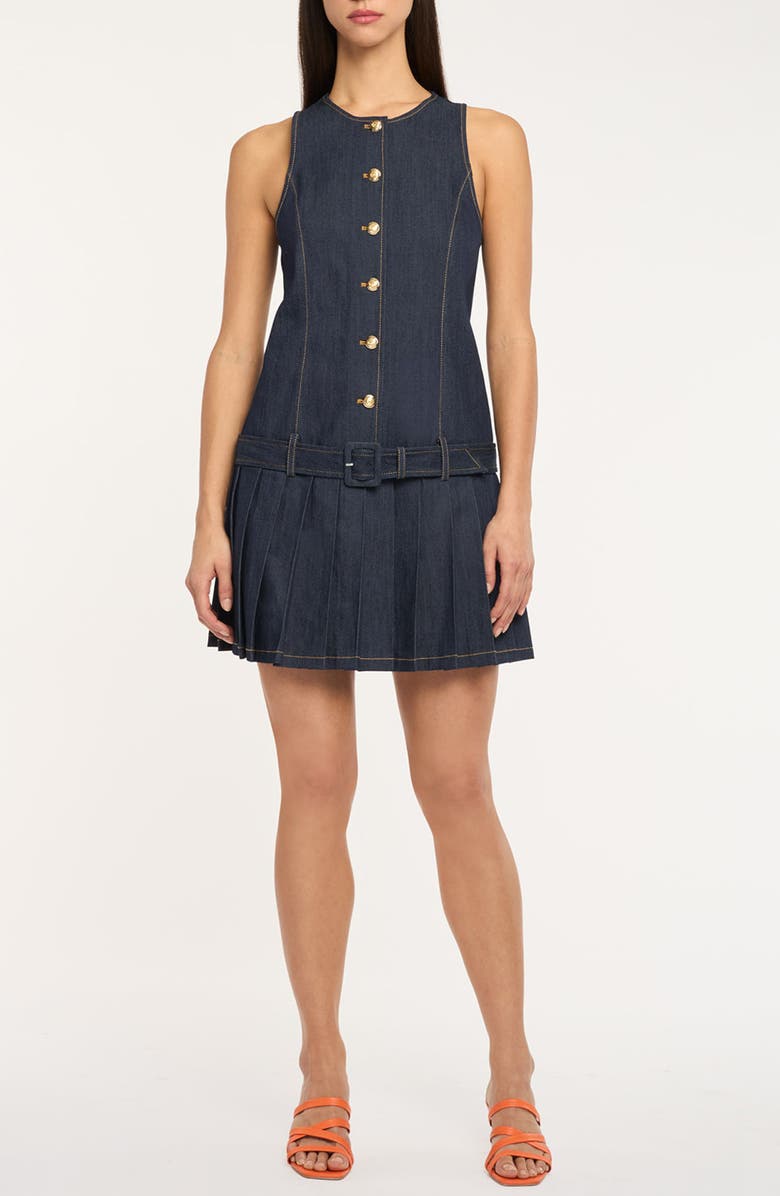 Cinq à Sept Elyse Pleat Denim Minidress, Main, color, Indigo