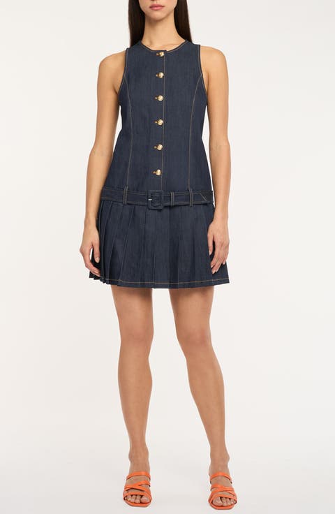 Elyse Pleat Denim Minidress
