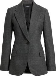 Theory Lynnia Marled One-Button Virgin Wool Blazer