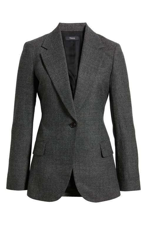 Theory Lynnia Marled One-button Virgin Wool Blazer In Black