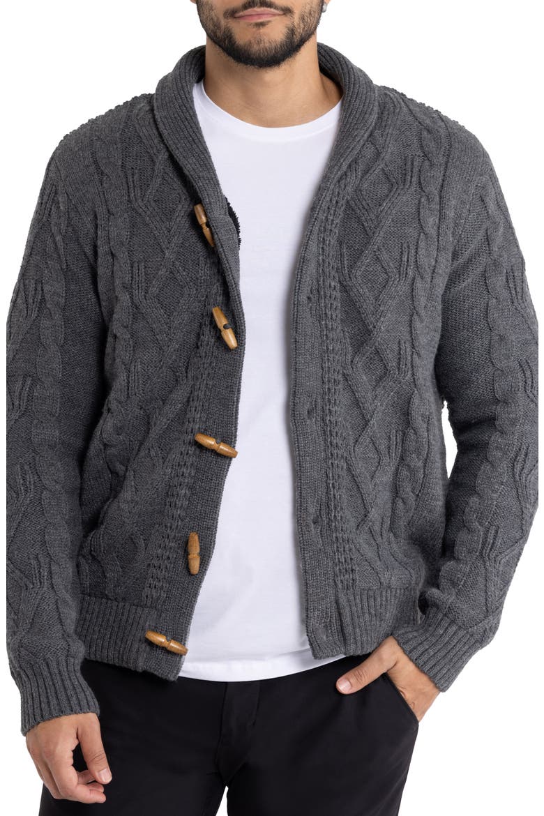 Shawl Collar Cable Knit Cardigan, Main, color, CHARCOAL