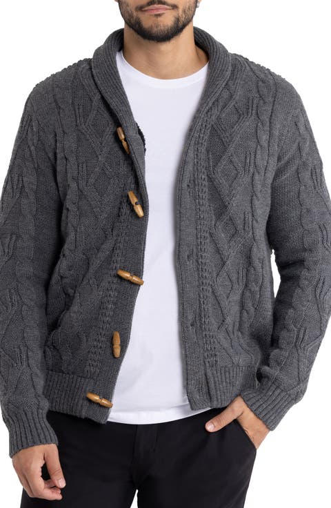 Shawl Collar Cable Knit Cardigan