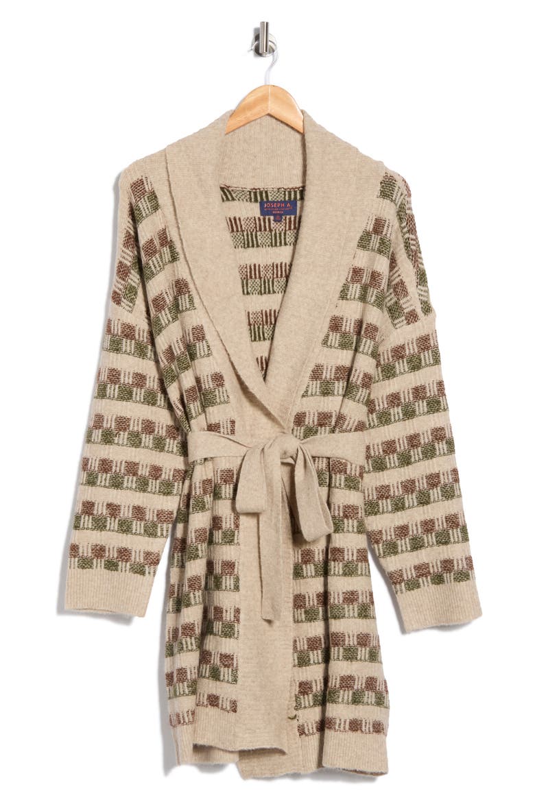 Textured Tie Front Cardigan, Alternate, color, MOCHA COMBO