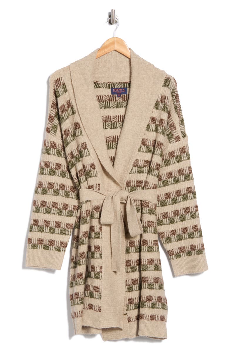 Joseph A Textured Tie Front Cardigan, Alternate, color, Mocha Combo