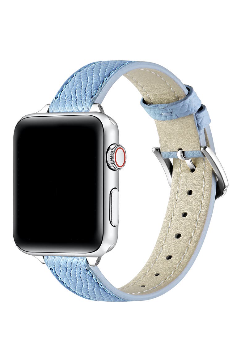 Cleo Leather Apple Watch® Watchband, Alternate, color, ICE BLUE