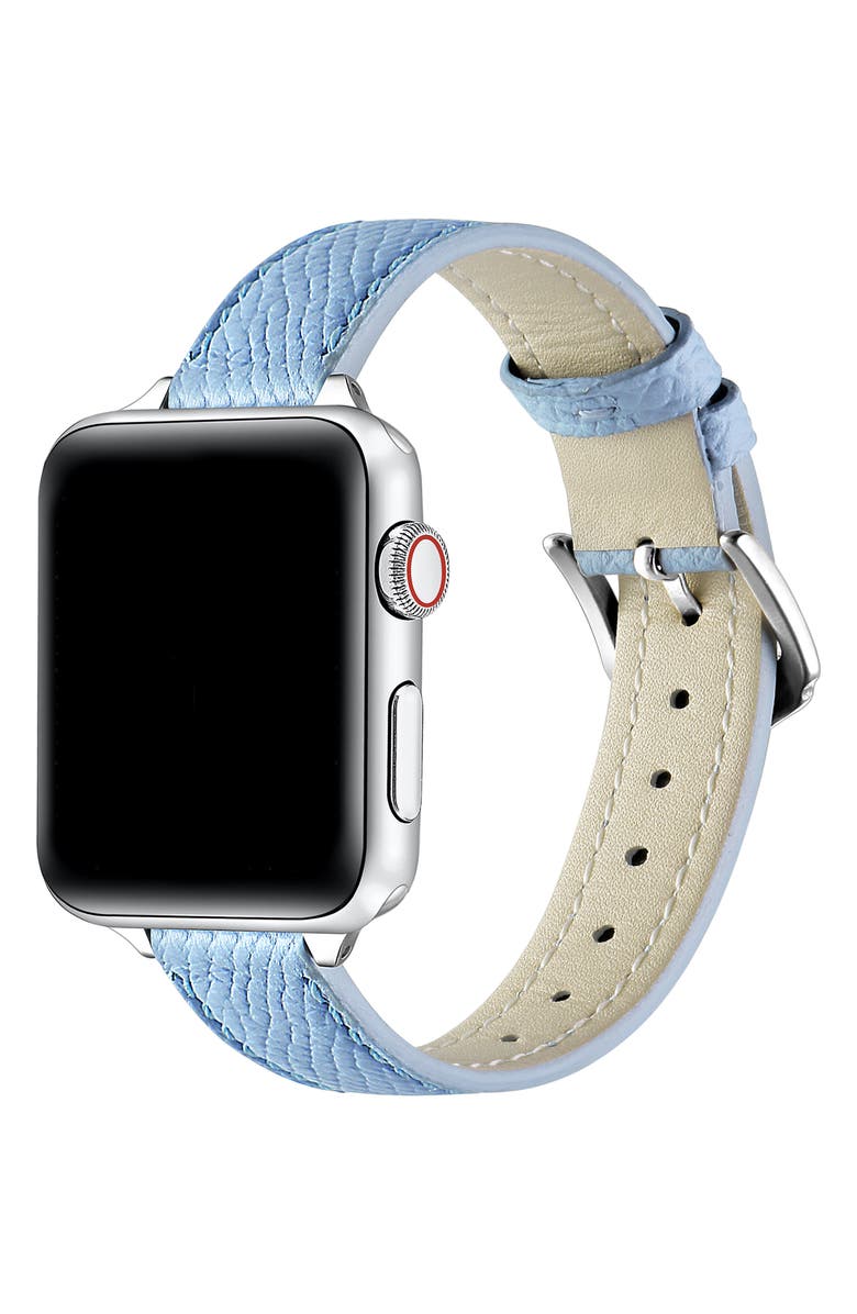 The Posh Tech Cleo Leather Apple Watch<sup>®</sup> Watchband, Alternate, color, Ice Blue