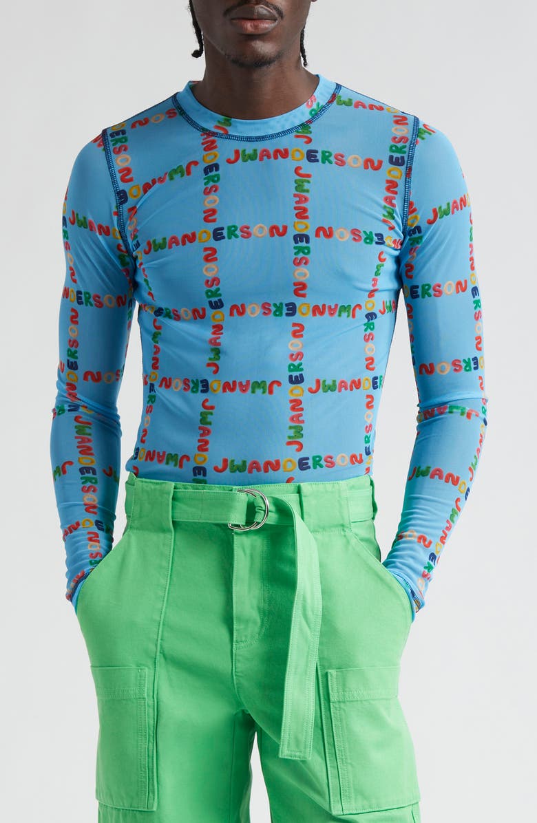 JW Anderson Logo Grid Long Sleeve Graphic T-Shirt, Main, color, 