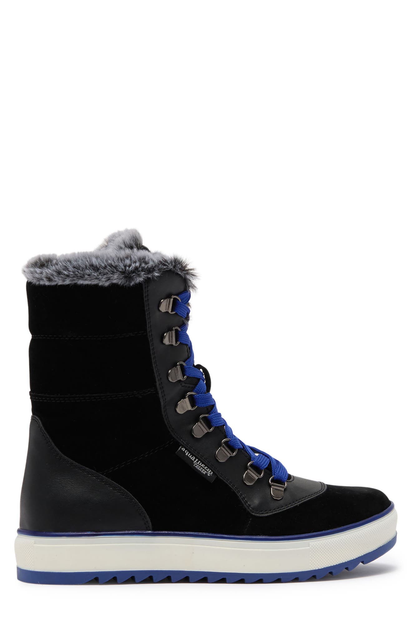 AQUATHERM BY SANTANA CANADA Maya Faux Fur Lined Lace-Up Boot, Alternate, color, Blk-Royal