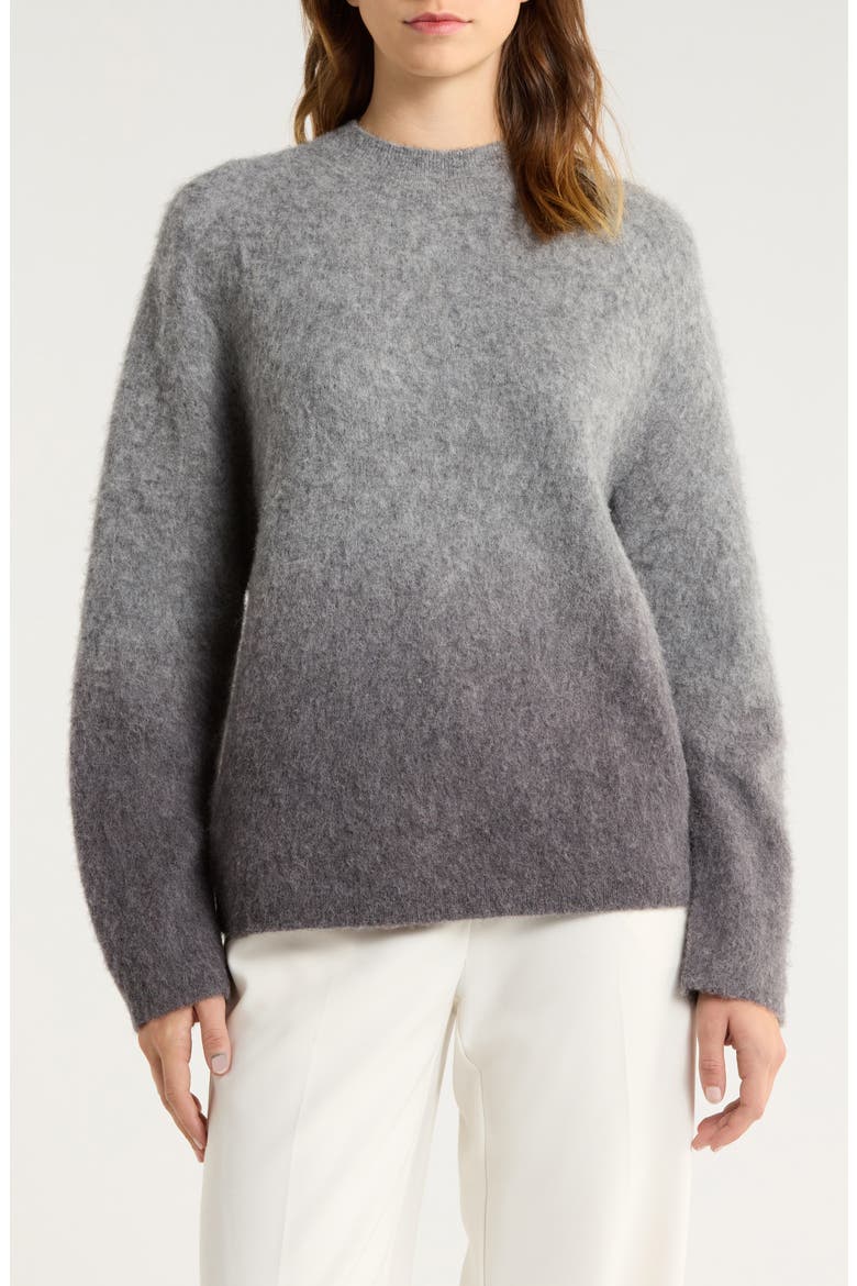 Ombré Brushed Alpaca & Wool Blend Sweater, Main, color, GREY OMBRE