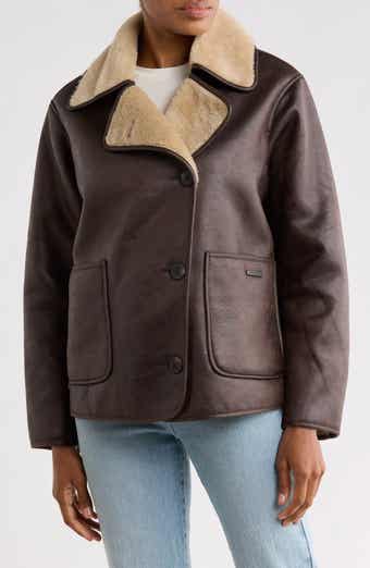Laurence Water Repellent Faux Leather & Faux Shearling Jacket