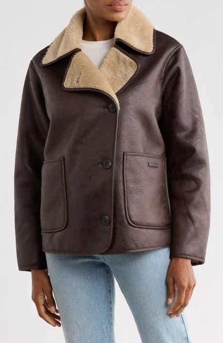 Laurence Water Repellent Faux Leather & Faux Shearling Jacket