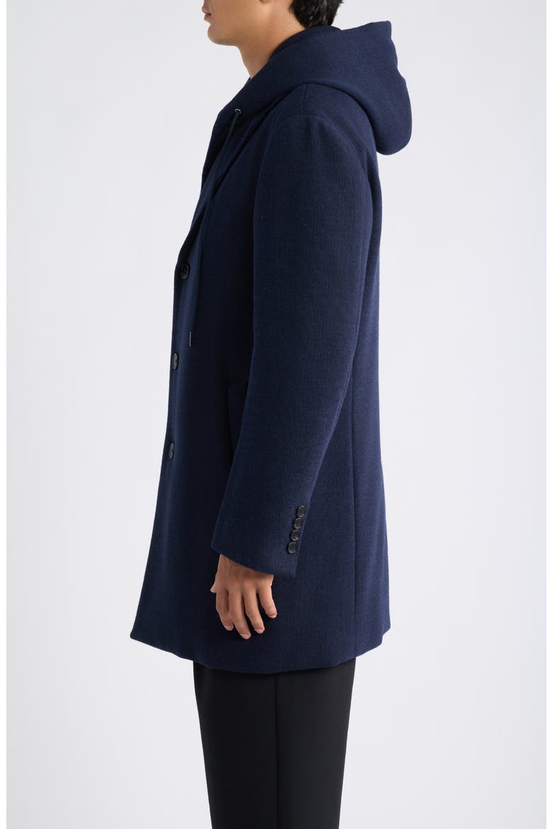 Turner Wool and Cashmere Hooded Overcoat, Alternate, color, BLUE WINDOWPANE