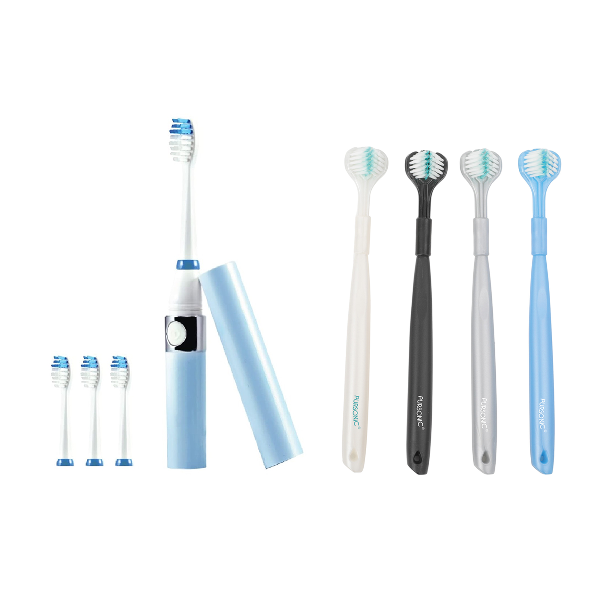 Pursonic Portable Sonic Toothbrush With Travel Case & 360° Toothbrush Set In Multi