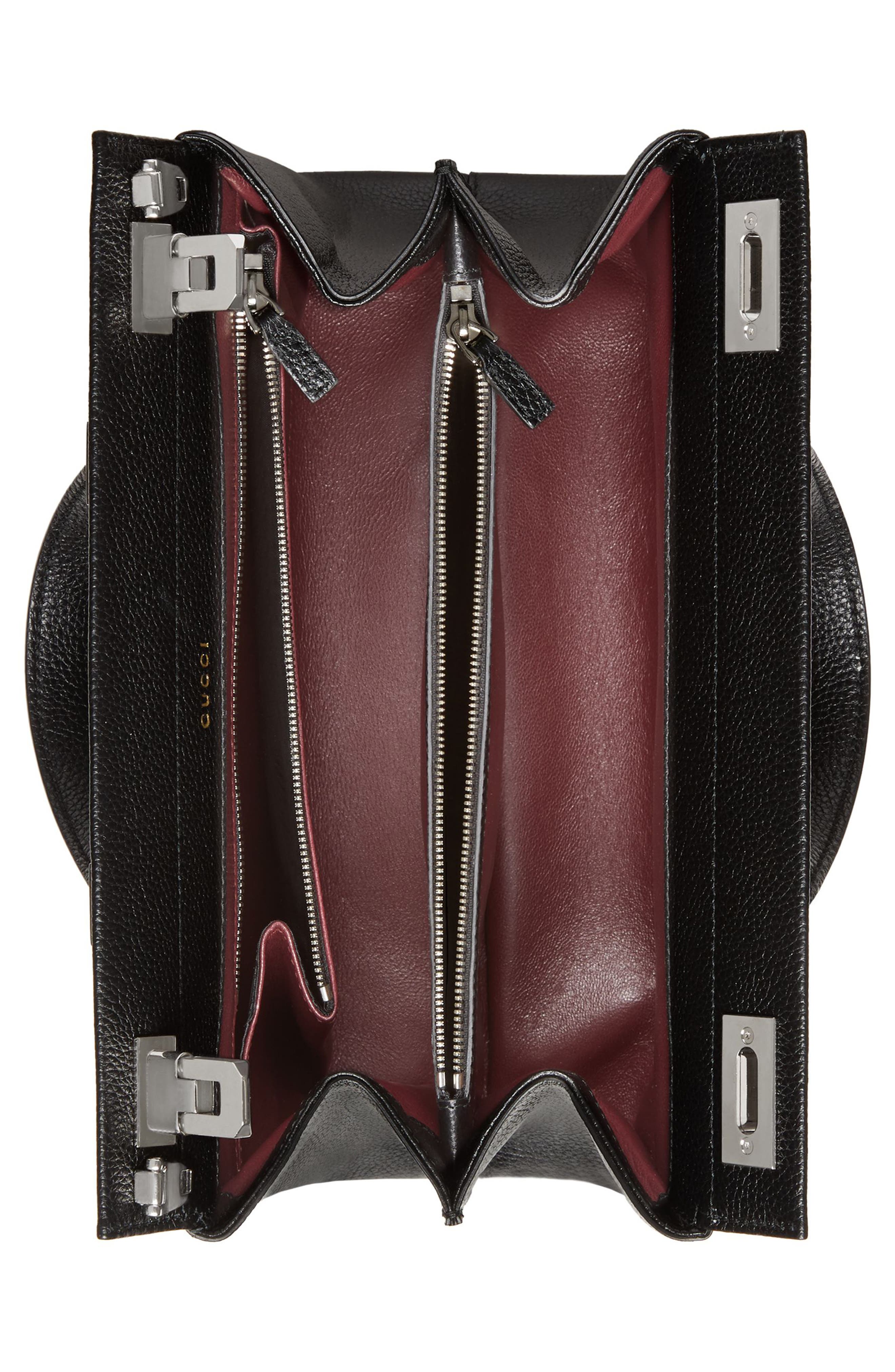SmallLeather Satchel, Alternate, color, BLACK