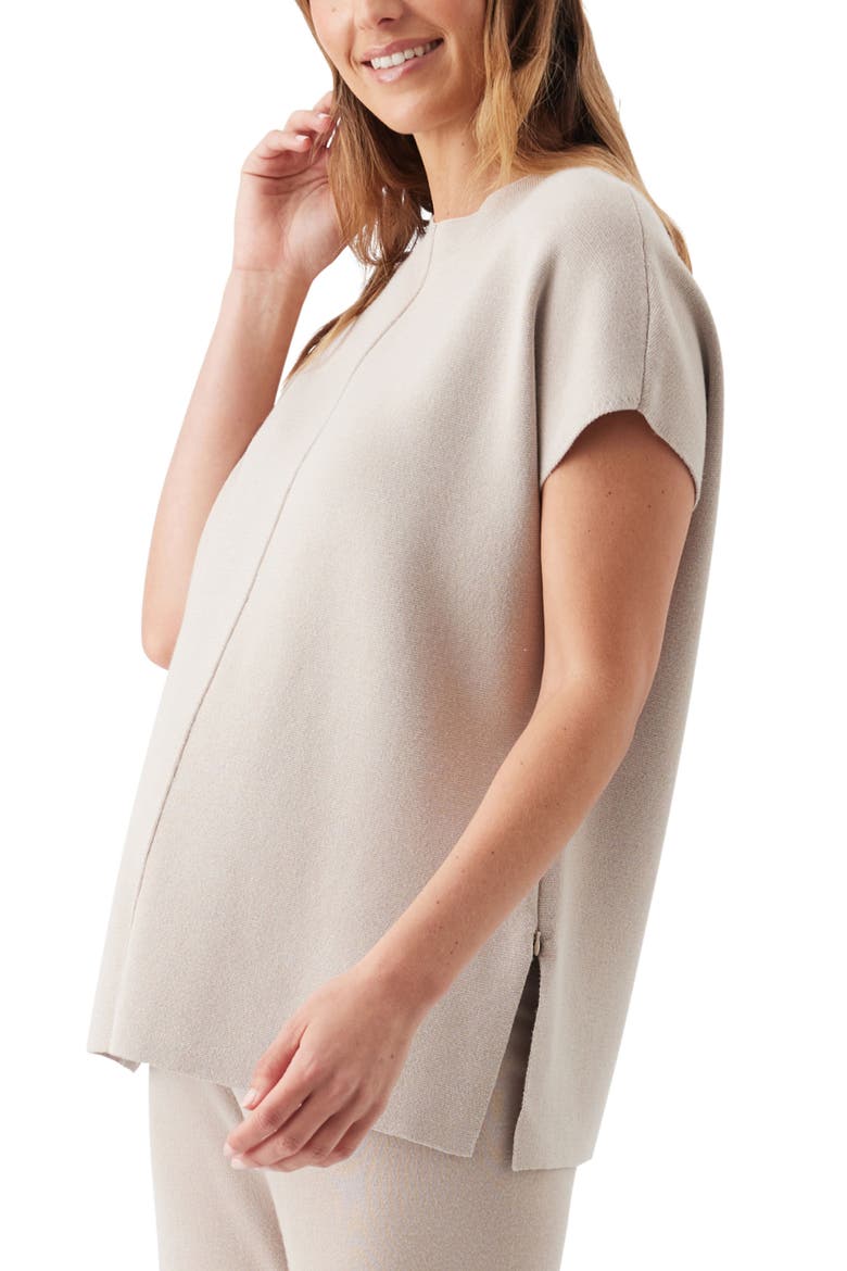 Nardia Short Sleeve Nursing Knit Sweater, Alternate, color, Stone