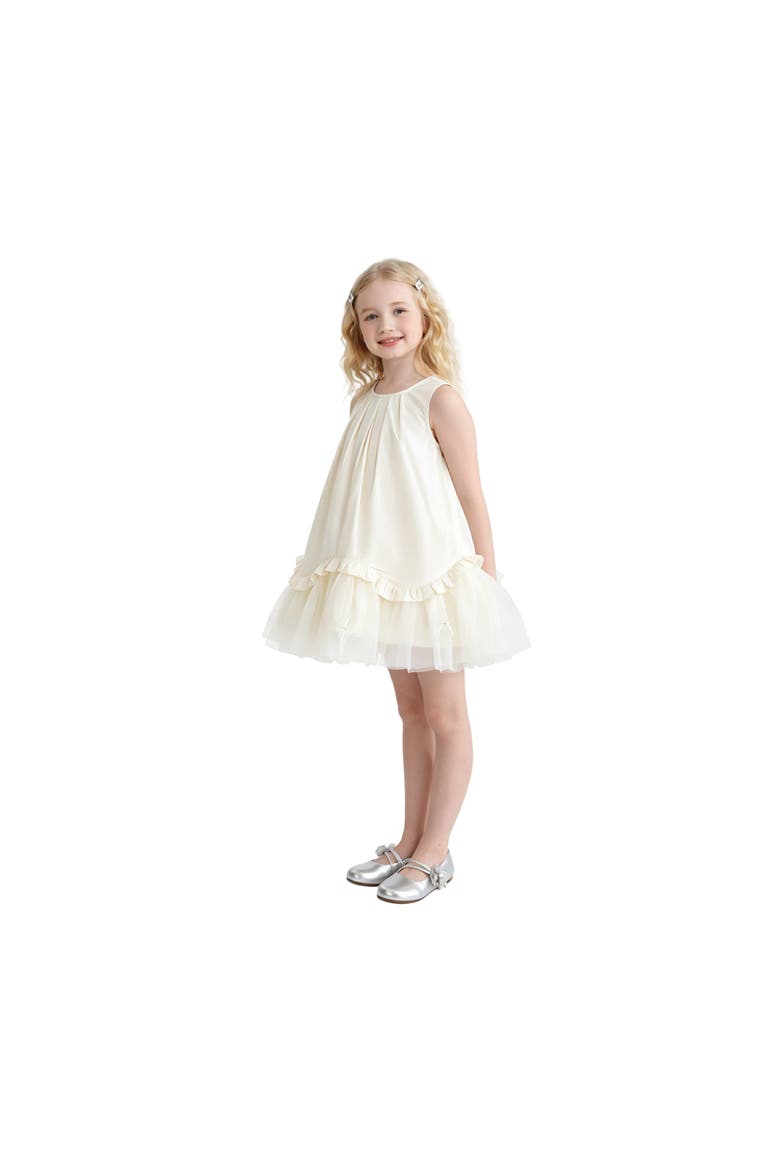 Empressa Pleated Tulle Party Dress, Alternate, color, Ivory