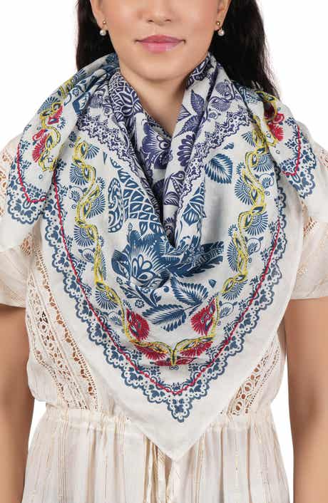 Vismaya Embroidered Floral Cotton Scarf