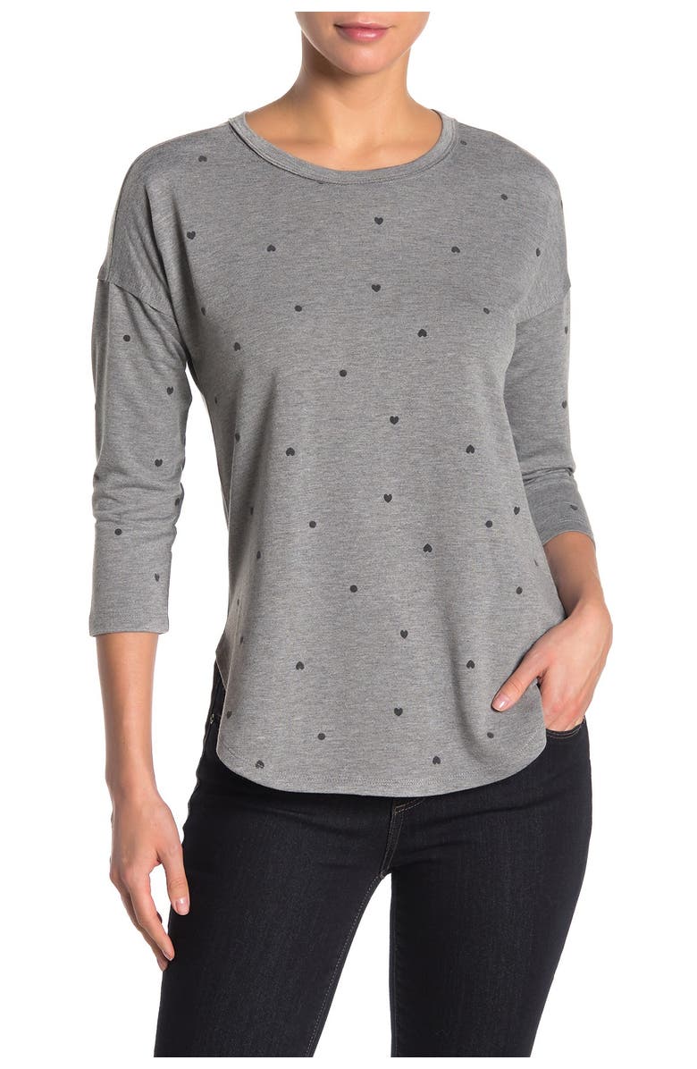 Bobeau Flocked 3/4 Length Sleeve Tunic, Main, color, 