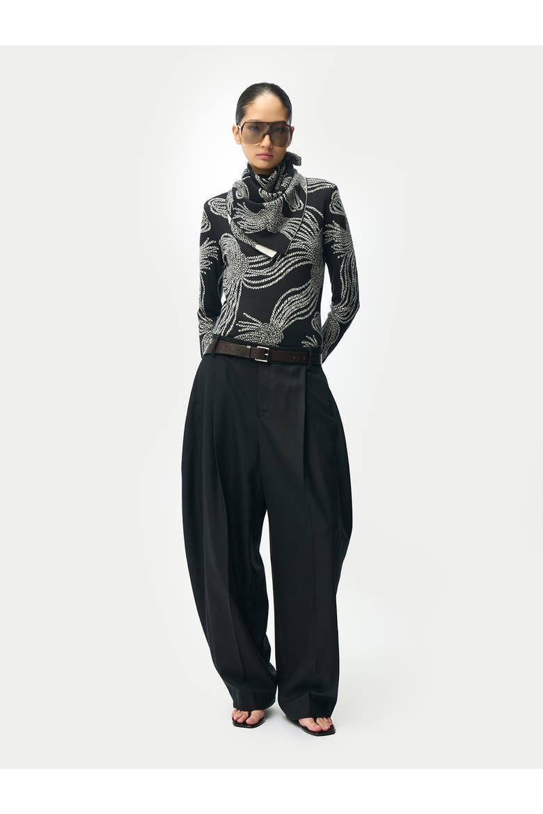 Rope Knot Print Cashmere Silk Sweater, Alternate, color, black