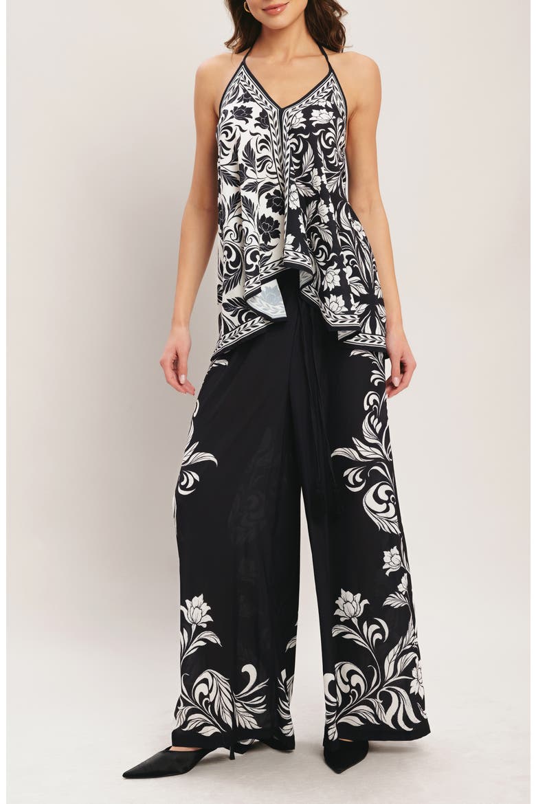 Print Wide Leg Pants, Alternate, color, BLACK