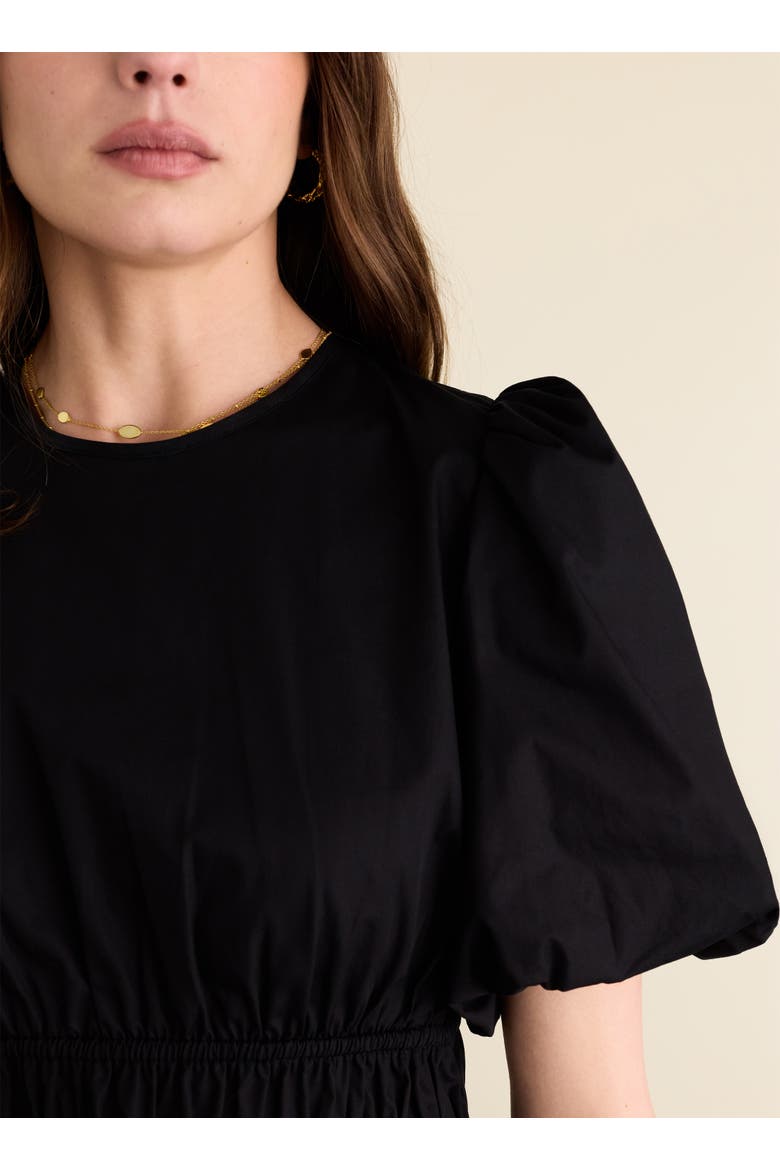 Elise Puff Sleeve Smocked Waist Top, Alternate, color, Caviar Black