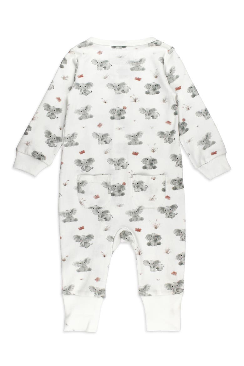 Baby Elephant Organic Cotton Zip Romper, Alternate, color, BABY ELEPHANT
