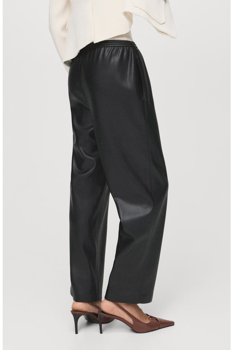 Faux Leather Drawstring Pants, Alternate, color, BLACK