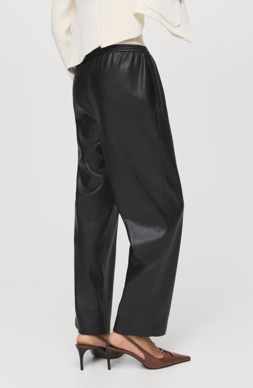 Mango Faux Leather Drawstring Pants In Black