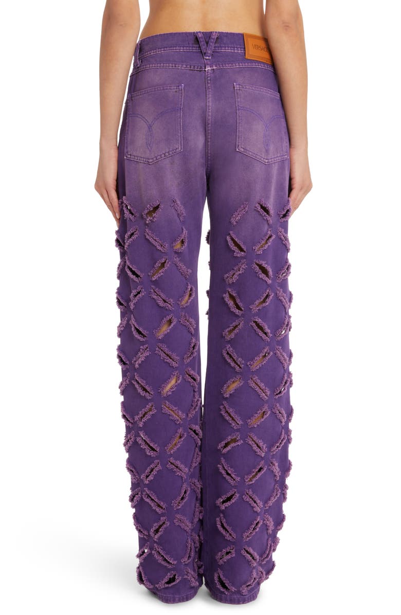 Versace Slash Nonstretch Denim Wide Leg Jeans, Alternate, color,